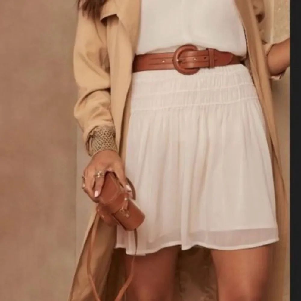 NWT Banana Republic Petite Ruched Mini Fit-And-Flare Skirt Cream M Petite
